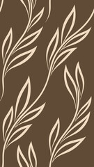 Poster - a stylish floral design in brown and cream with leaves and a pattern, vector illustration