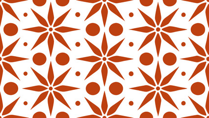 Poster - a seamless floral pattern in orange, creates a visually pleasing and balanced look, suitable for various design applications, vector illustration