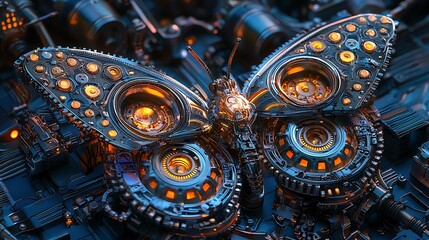 Poster - Mechanical Butterfly Gears Cogs Steampunk Technology