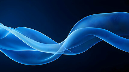 Poster - Dynamic Flowing Blue Wave Abstract Design on Dark Background with Smooth Curves and Gradient Effect