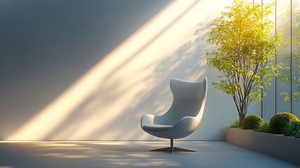 Poster - Modern Chair Sunlight Minimalist Interior Design