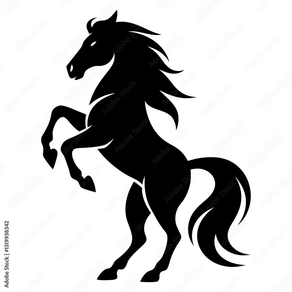 Black Horse Silhouette 16 - Vector Illustration, Cartoon, Clipart ...