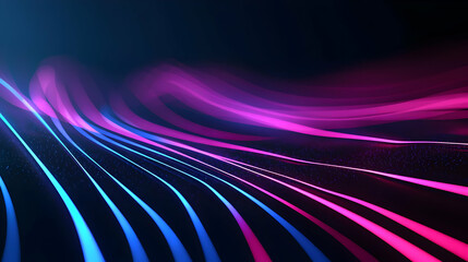 Poster - Vivid Blue And Pink Neon Light Trails Flowing In A Dynamic Abstract Design On A Dark Background