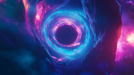 black hole energy surge with purple and blue cosmic swirls