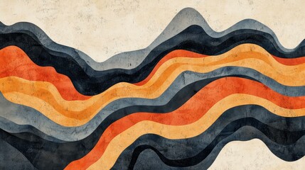 Poster - A minimalistic topographic map featuring bold black lines and soft watercolor elements against a clean backdrop.