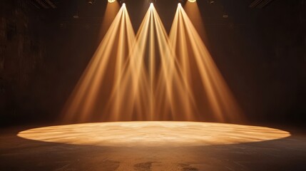 Wall Mural - a stunning abstract scene showcasing radiant golden light rays illuminating a stage, creating an enc