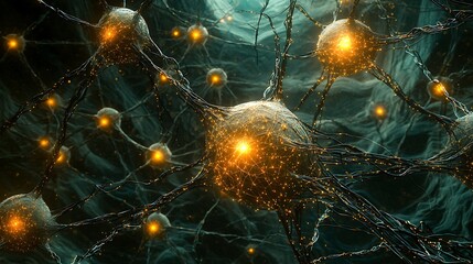 Aufkleber - Neural Network Connections Microscopic View