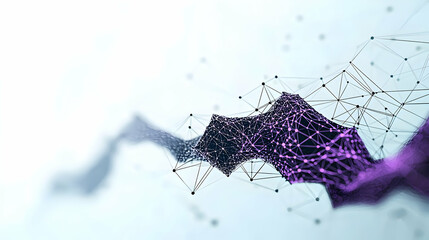 Poster - Dynamic Purple and Black Digital Wave Flowing Across a White Background in an Abstract Representation of Data and Technology