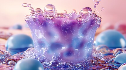 Poster - Pastel Liquid Splash with Bubbles