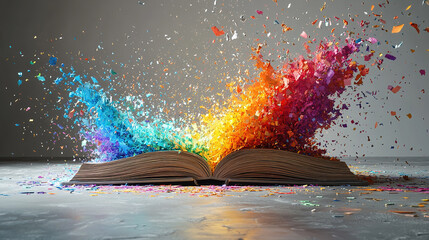 Poster - Colorful explosion of creativity from an open book studio environment digital art inspirational concept