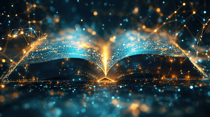 Poster - Illuminating knowledge digital book transformation virtual space visual art futuristic environment aesthetic perspective