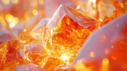 Poster - Radiant Amber Crystals Glowing Texture