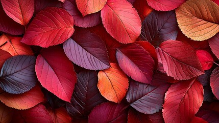 Poster - Red Autumn Leaves Background Texture