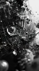 Wall Mural - monochrome machine: a futuristic sci-fi digital art