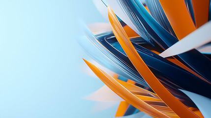 Poster - Abstract Composition of Orange Blue and White Elements on Light Blue Background with Futuristic Design