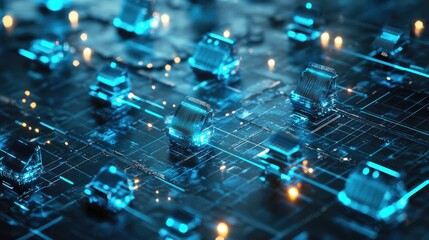 Poster - Futuristic Smart City Network, Digital Houses Connected