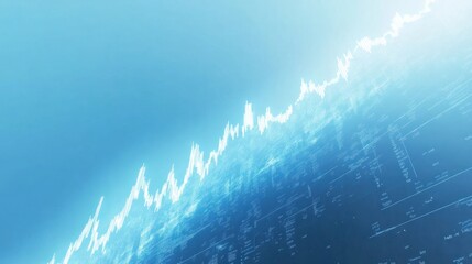 Poster - Abstract Stock Market Data Visualization:  Upward Trend, Blue Tones, Financial Growth