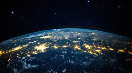 Leinwandbilder - Night view of planet earth showcasing illuminated lines of global communication and connection from space