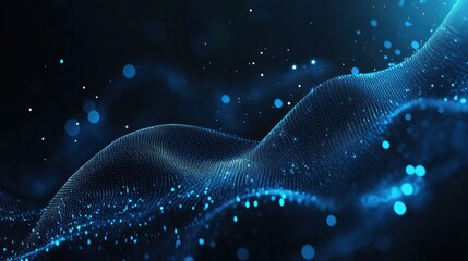 Poster - Abstract Blue Particle Wave Digital Art