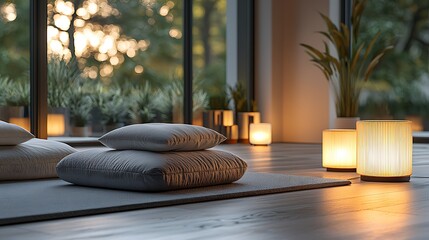 Poster - Serene Indoor Space with Pillows and Lamps