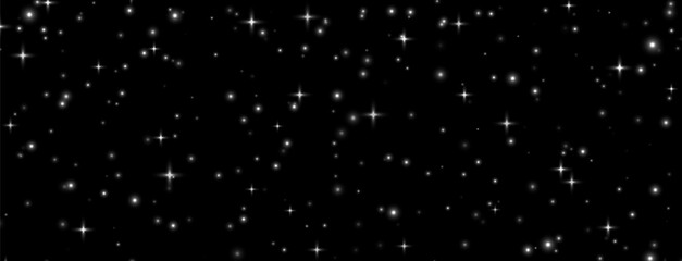 Wall Mural - white stars background, shiny sparkles overlay, magic flares, starry night concept. vector illustrat
