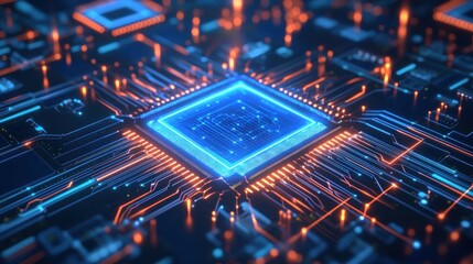 Poster - Glowing Circuit Board: Digital Technology and Innovation