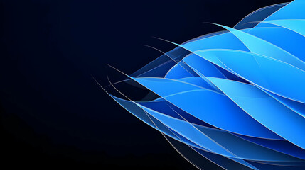 Poster - Dynamic Blue Abstract Design on a Dark Background Featuring Smooth Flowing Geometric Shapes and Gradient Color Transitions
