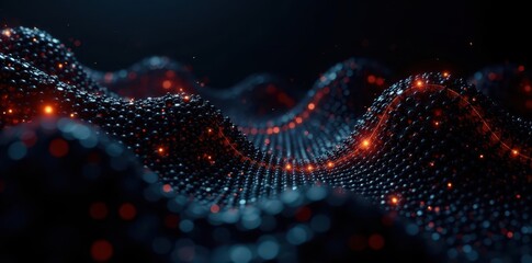 Abstract metallic netting, stark black background, minimal, close-up, sharp