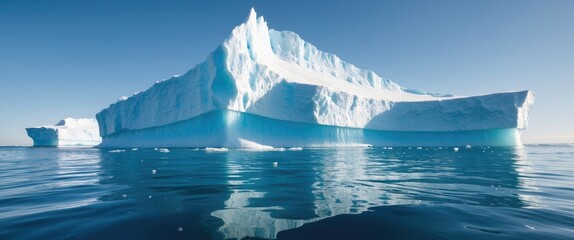 Wall Mural - iceberg in pristine blue water with concealed threats beneath the surface.