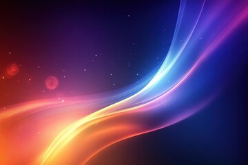 Poster - Abstract background with flowing neon waves and stars blending vibrant colors seamlessly
