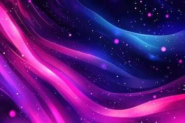 Poster - Abstract waves of color flow like cosmic energy twinkling with starlight and deep space