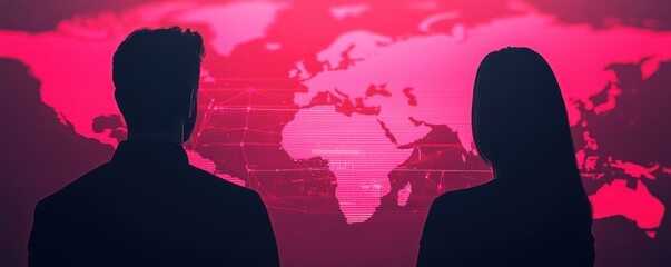 Poster - Analyzing global trends business intelligence digital world modern environment silhouettes data insights