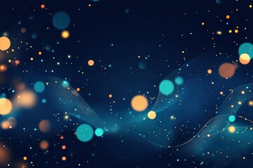 Poster - Abstract dark blue background with glowing circles and swirling lines illustration