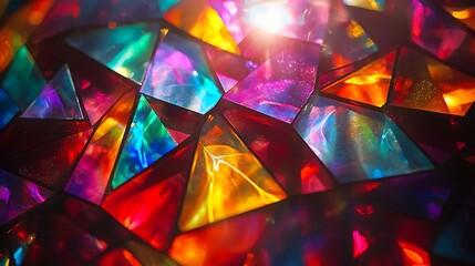 Poster - Vibrant Colorful Triangular Mosaic Background
