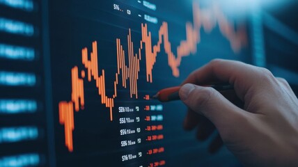 Poster - Analyzing stock market trends financial data visualization digital workspace indoor close-up perspective