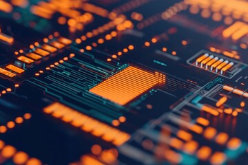 Poster - Innovations in circuit board design a close-up of futuristic electronics and digital art