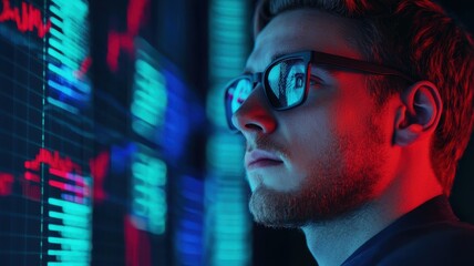 Poster - Analyzing market trends financial office digital data visualization modern workspace close-up investment insights