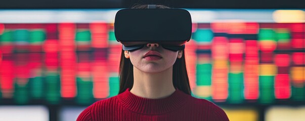 Poster - Exploring virtual reality technology immersive experience modern studio digital art urban setting close-up view