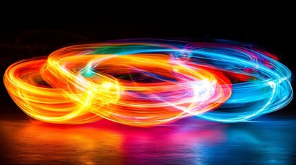 Poster - Vibrant Swirling Light Trails Abstract Background