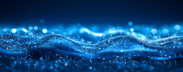 Poster - Blue water waves, bokeh background. Abstract nature texture