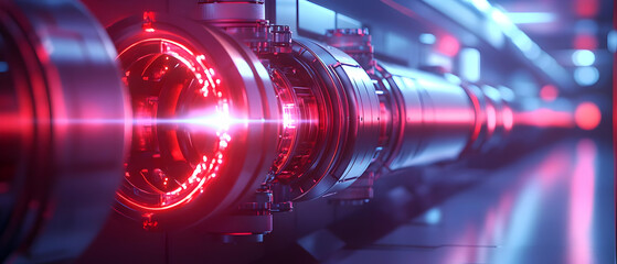 Poster - Red lit futuristic pipes, technology