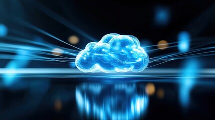 Poster - dynamic digital cloud visualization virtual space 3d render futuristic environment close-up view tec