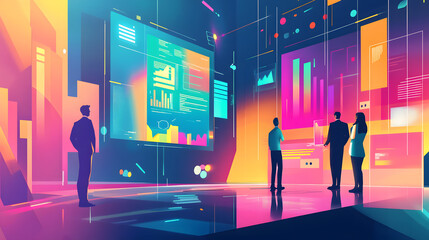 Poster - Innovative robotics showcase ai-driven marketing agency corporate office digital presentation futuristic environment professional perspective
