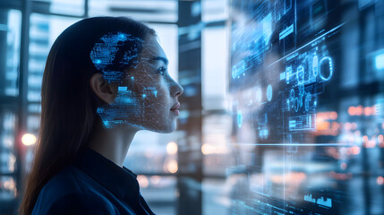 Poster - Robotics-driven corporate workforce management in urban office digital insights futuristic environment professional viewpoint