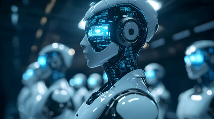 Poster - Advanced robotics revolutionizing wealth management in futuristic firms high-tech environment predictive analysis