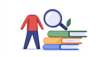 Poster - Visual Representation of Structured Behavioral Analytics Concept with Books and Magnifying Glass