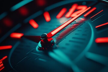 Poster - Close-Up of a Modern Clock with Red and Black Elements