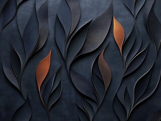 Poster - Abstract arrangement depicting stylized leaf forms with contrasting colors and textures