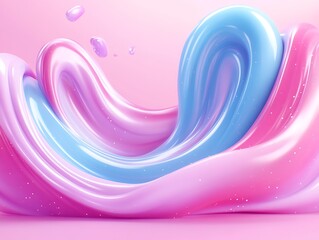Poster - Abstract fluid shapes in pink and blue colors flowing together