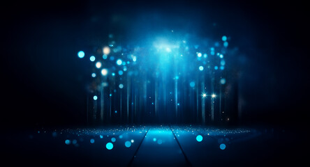 Canvas Print - mysterious blue light beams illuminate a dark space creating a magical and ethereal atmosphere with 